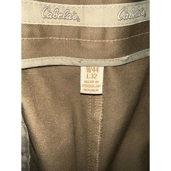Cabelas Pants Men's Khaki Flat Front Straight Leg Chino Dress Pants Slacks 44x32 - Picture 3 of 8